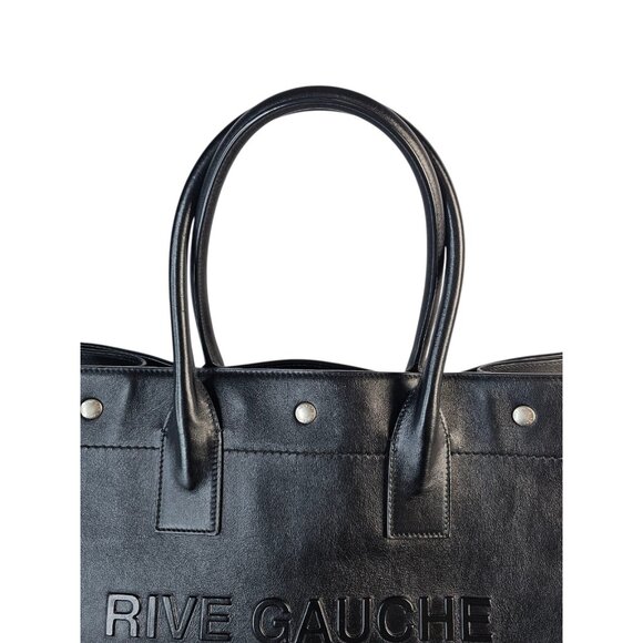 Saint Laurent Noé Rive Gauche Large Tote Bag Black Calfskin Leather YSL Shopper - Picture 9 of 13